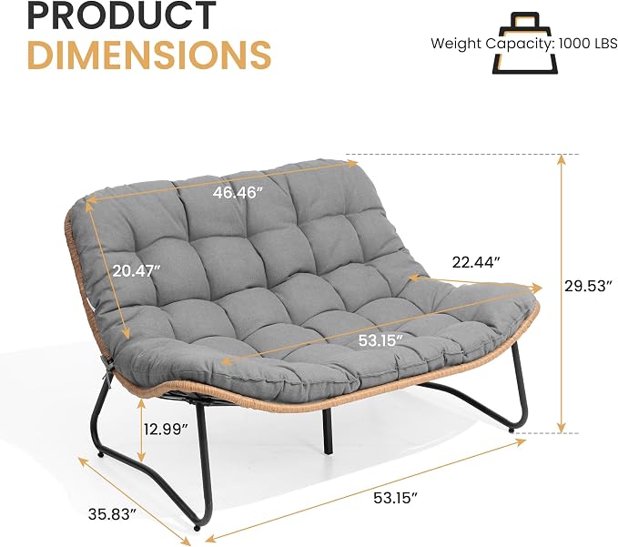 Crestlive Products Outdoor Loveseat 3PCS, Outdoor Sofa Set, All-Weather Boho - Image 2