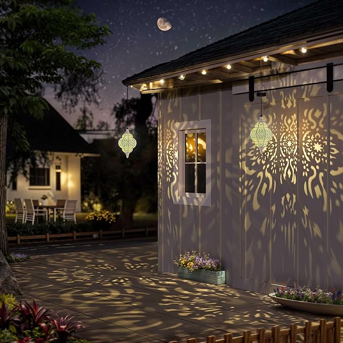 Hanging Solar Lights Outdoor Garden Decor Solar Lantern Waterproof Plastic - Image 4