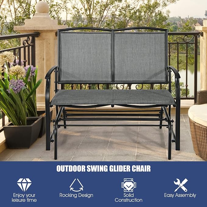 Giantex Patio Glider Benches for Outside, Swing Glider Chair - Image 7