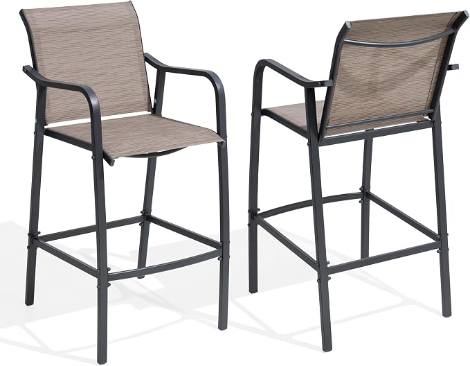 Crestlive Outdoor Bar Stools Set of 2, 500 lb Capacity Metal Patio Bar Chairs by CrestliveProducts
