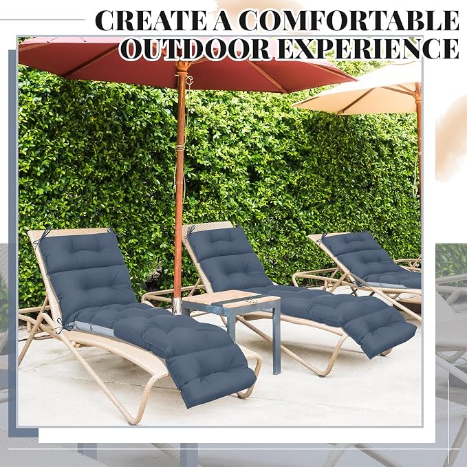 Kigley 2 Pcs Chaise Lounge Cushions 75 x 22 x 5 Inches Soft Lounge Chair - Image 7