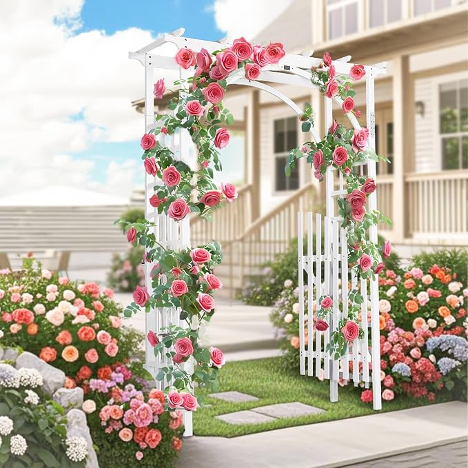 VINGLI 85in Wooden Arbor, Garden Arbor Wedding Arch - Image 2