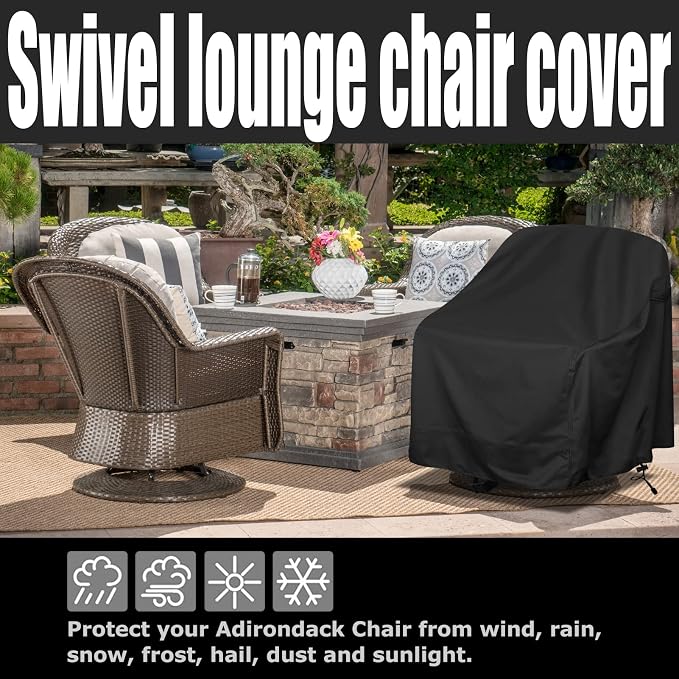 Outdoor Swivel Lounge Chair Cover, Heavy Duty Waterproof Patio Furniture Cover - Image 5