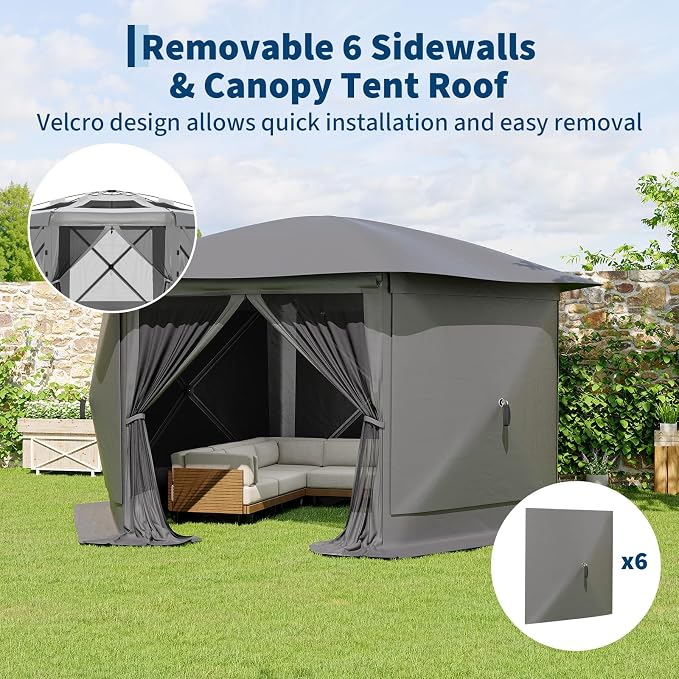 11.5x11.5FT 6-Sided Pop Up Gazebo Tent，One-Push Setup Canopy Tent - Image 4
