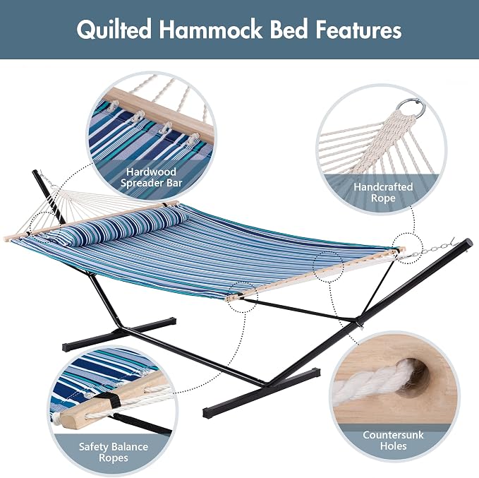 ANOW Double Hammock with Stand 12FT, Heavy Duty Hammock with Stand - Image 3