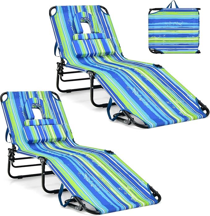 GYMAX Tanning Chair, 350lbs Beach Lounge Chair by GYMAX