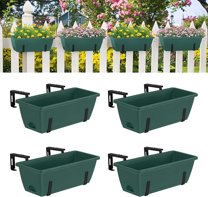 smusei 4 Pack Railing Planter Box Window Boxes Planters by smusei