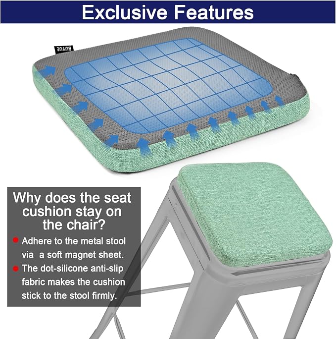 BUYUE Friendly Woven Fabric Magnetic Bar Stool Cushions Set of 4, Enhanced - Image 6