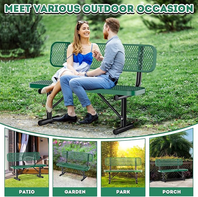 4FT/48INCH Heavy Duty Metal Park Bench - Image 7