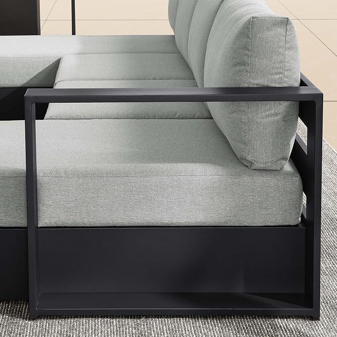 Modway Tahoe Aluminum 4-Piece Outdoor Patio Furniture Gray, Modular Sectional - Image 8
