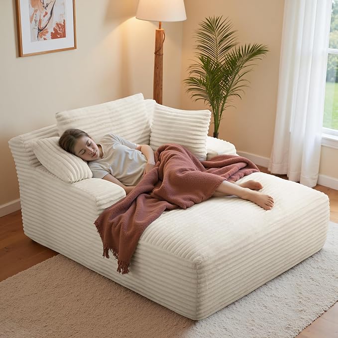 51'' Oversized Chaise Lounge Chair Indoor, Non-Assembly Deep Seat Sofa Bed by Luxanimarion