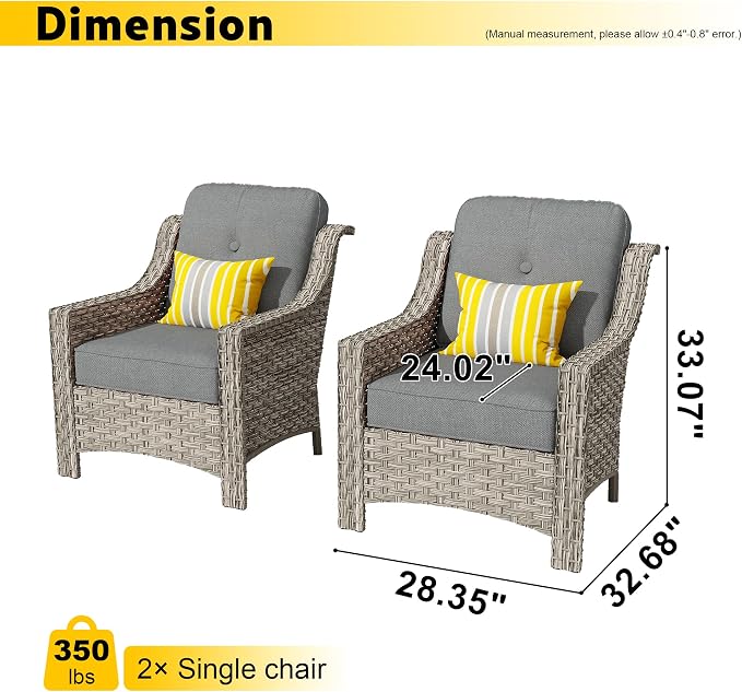 HOOOWOOO 2 Piece Patio Chairs Set, Outdoor Wicker Chairs, All Weather Resistant - Image 6