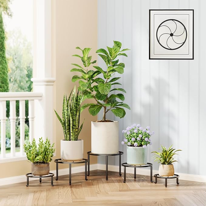 5 Pack Metal Plant Stands Anti-Rust Iron Heavy Duty Potted Holder - Image 2