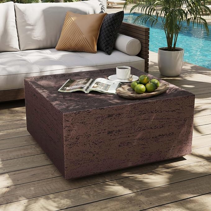 UPHA Outdoor Square Coffee Table, Small Modern Minimalist Accent Tables by UPHA