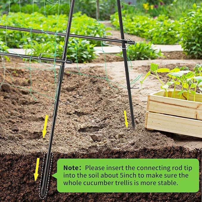 Lalahoni Cucumber Trellis, 4ft x 4ft Metal A-Frame Garden Trellis Climbing - Image 7