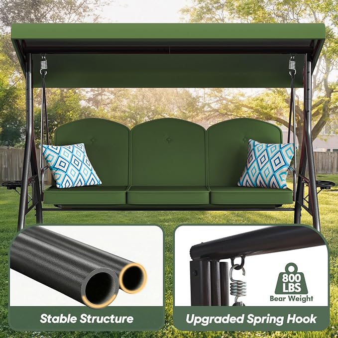 3 Seat Outdoor Porch Patio Swing - Image 4