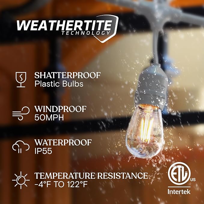 Brightech Ambience Pro Waterproof LED Outdoor String Lights, 48 Ft, Dimmable - Image 2