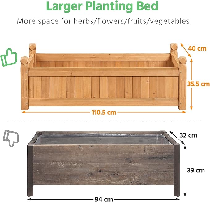 Yaheetech 43.5″ L × 16″ W × 14″ H Wooden Raised Garden Bed, Horticulture - Image 7