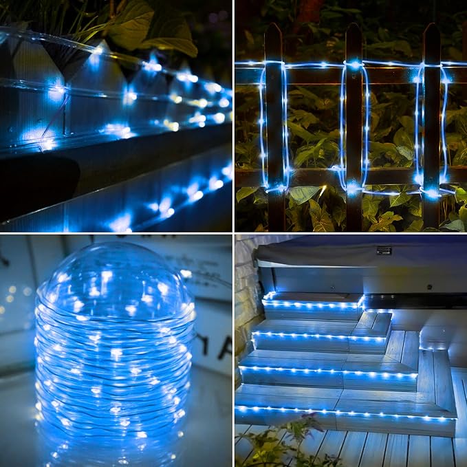 Solar Rope Lights, 2 Packs Total 66ft 200LED Solar String Lights, 8 Modes - Image 7