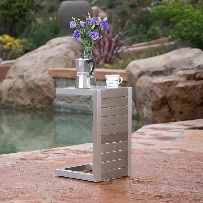Christopher Knight Home Cape Coral Aluminum C-Shaped End Table - Image 2