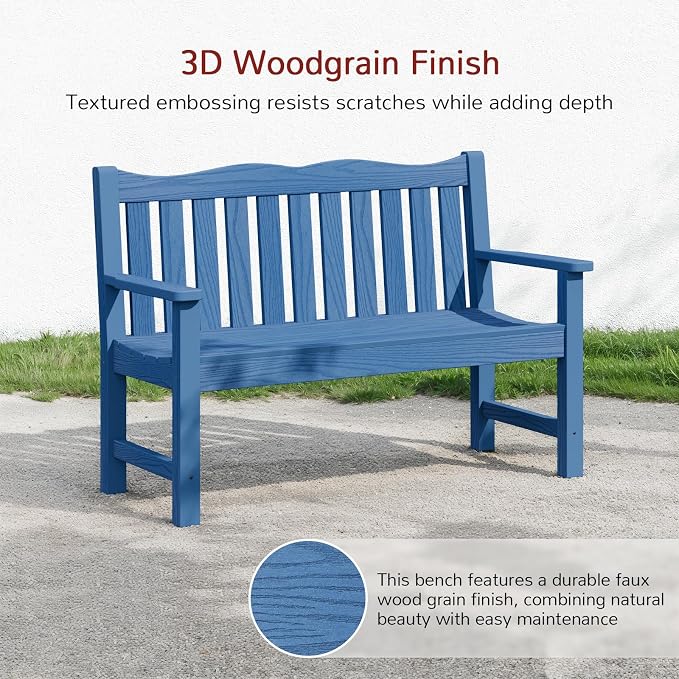 Stoog Outdoor Benches Set of 2, 2-Person All-Weather HIPS Garden Bench - Image 6