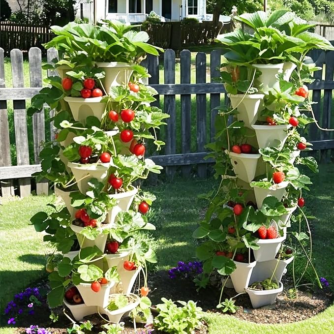 Strawberry Planters, 7 Tiered Vertical Stackable Planter, Herb Stacking Tower - Image 8