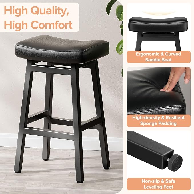 29 Inches Bar Stools Set of 2, Bar Height Barstools - Image 3