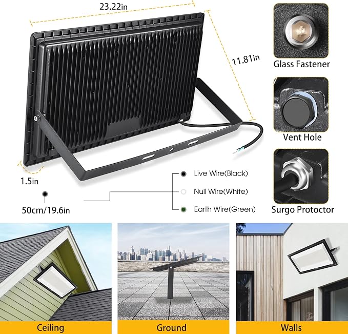500W LED Flood Light, Super Bright 58, 500LM Daylight 5000K IP66 Waterproof - Image 4