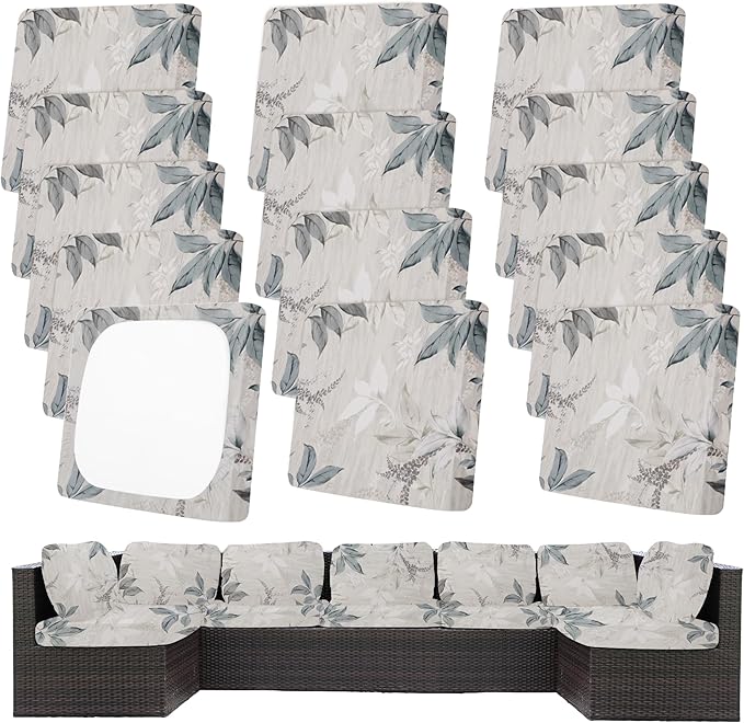 14Pcs Patio Cushion Covers, Outdoor Cushions Covers, Stretch Cushion Covers by Unknown