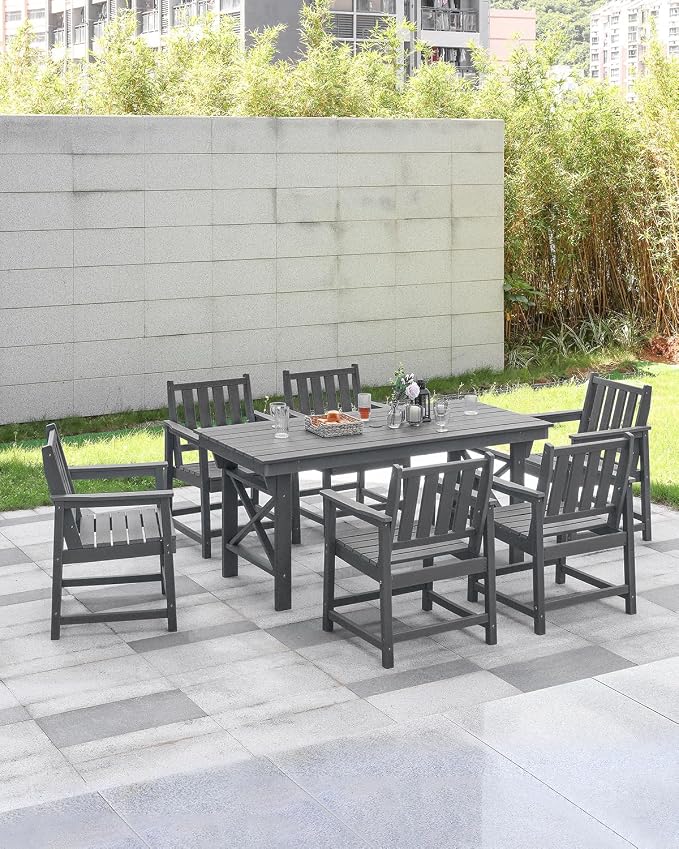 Patio Dining Chair Set of 2, HDPE Outdoor Dining Chair, Ergonomic HDPE Dining - Image 2