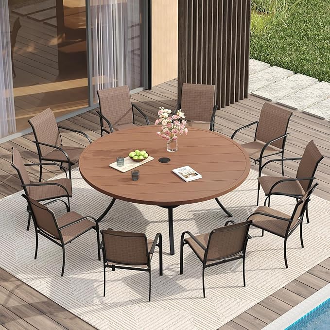 VICLLAX Large Patio Dining Furniture Set, Outdoor Dining Set by HOME