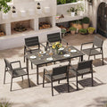 Aluminum Outdoor Dining Set for 6, Patio Table and Chairs Set by Oasbira