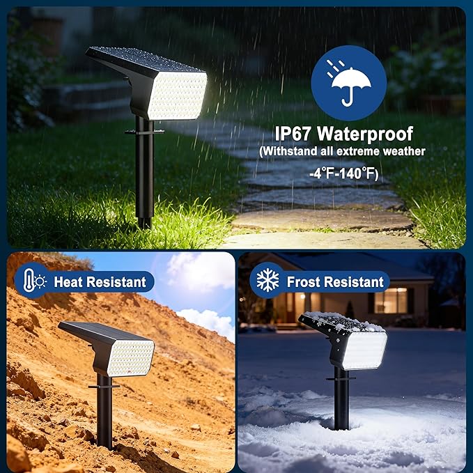 LANSOW Solar Spot Lights Outdoor Waterproof IP67, Solar Landscape Spotlights - Image 5
