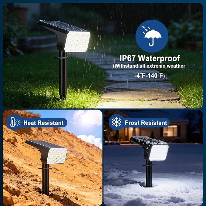 LANSOW 12 Pack Solar Spot Lights Outdoor Waterproof IP67, Solar Landscape - Image 4