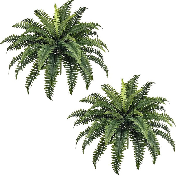 35" Ferns Artificial Bush Plants Large, 2 Artificial Boston Ferns by ForestPrince