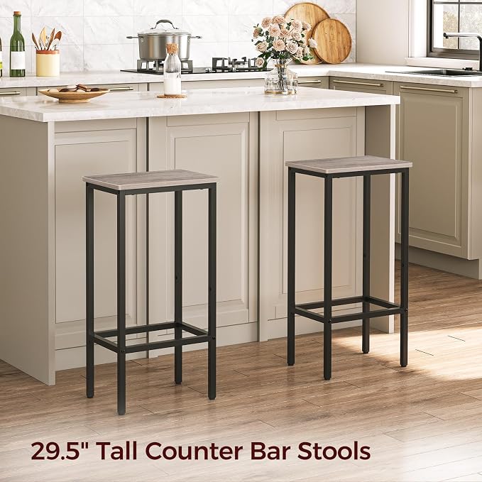 Set of 2 Bar Stools, 29.5" Tall Counter Bar Stools, Kitchen Breakfast Bar Chairs - Image 5