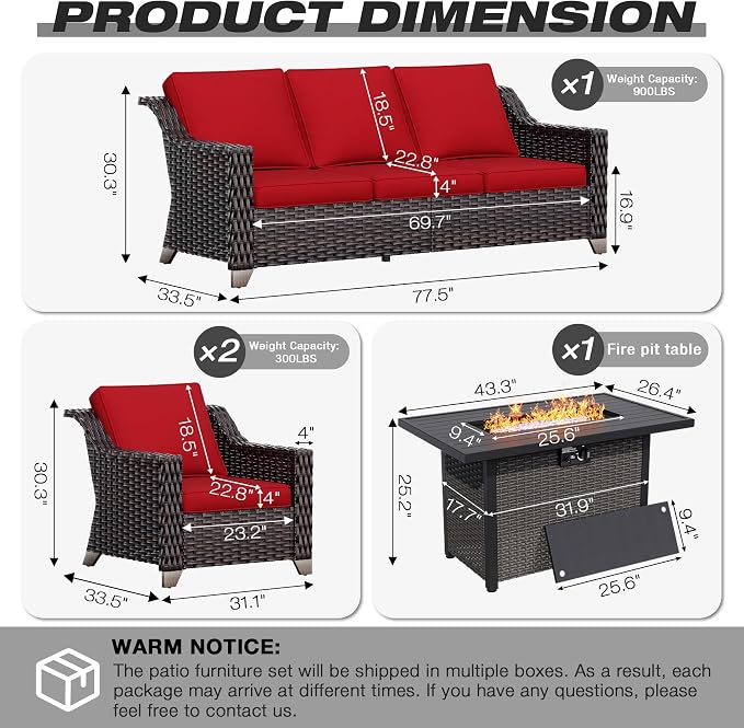 Joyside Wicker Patio Furniture Sets, 4 Pieces Upgraded Large Size Outdoor - Image 2