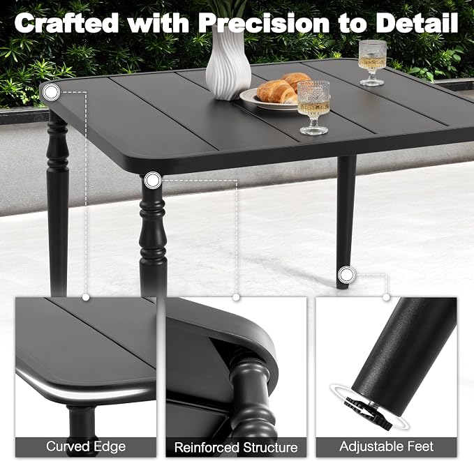 NUU GARDEN Outdoor 37” Dining Table, Square Metal Dining Table - Image 5