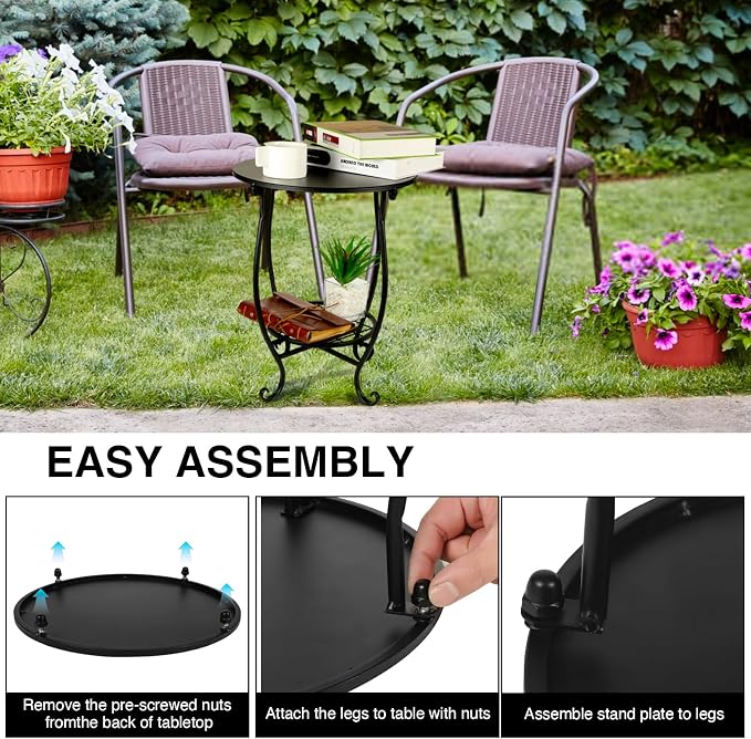 2 Tier Outdoor Side Table, Suitable - Image 5