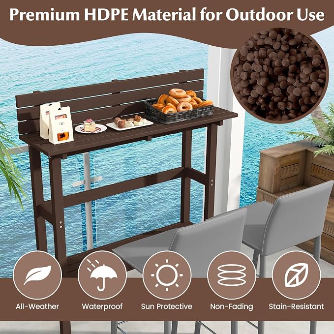 Tangkula Outdoor Bar Table, 48 Inch Patio Pub Height Table - Image 9