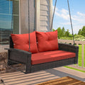 YITAHOME Wicker Hanging Porch Swing Chair Outdoor Brown Rattan Patio Swing by YITAHOME