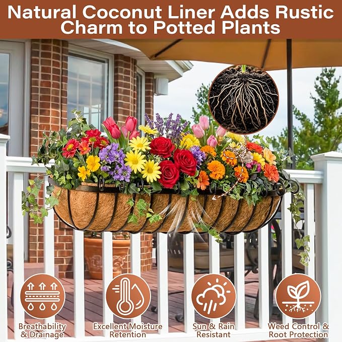 Legigo 4PCS 36 Inch Natural Trough Coco Coir Liners Planters Replacement - Image 3