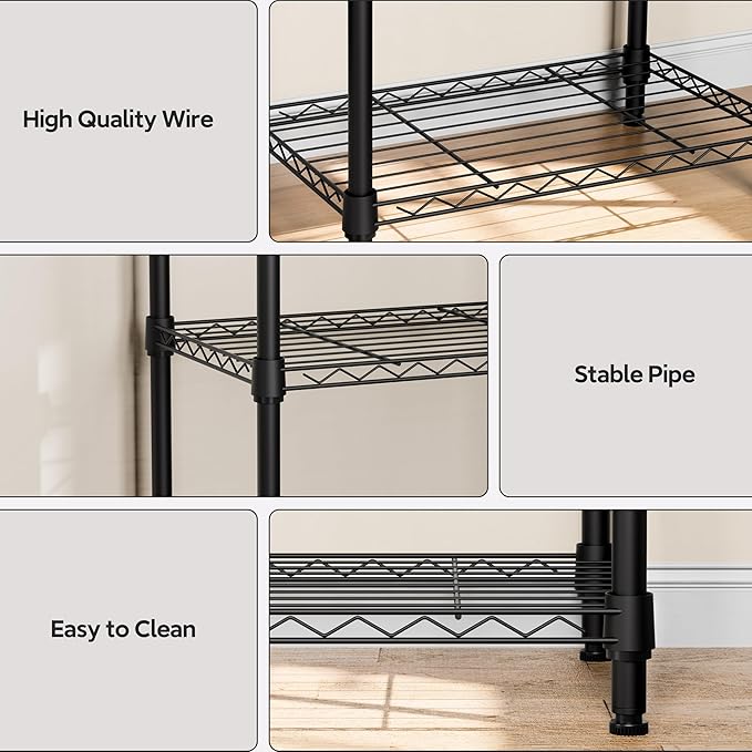 3 Tiers Shelf Metal Storage Shelves Wire Rack Closet Organizers - Image 3