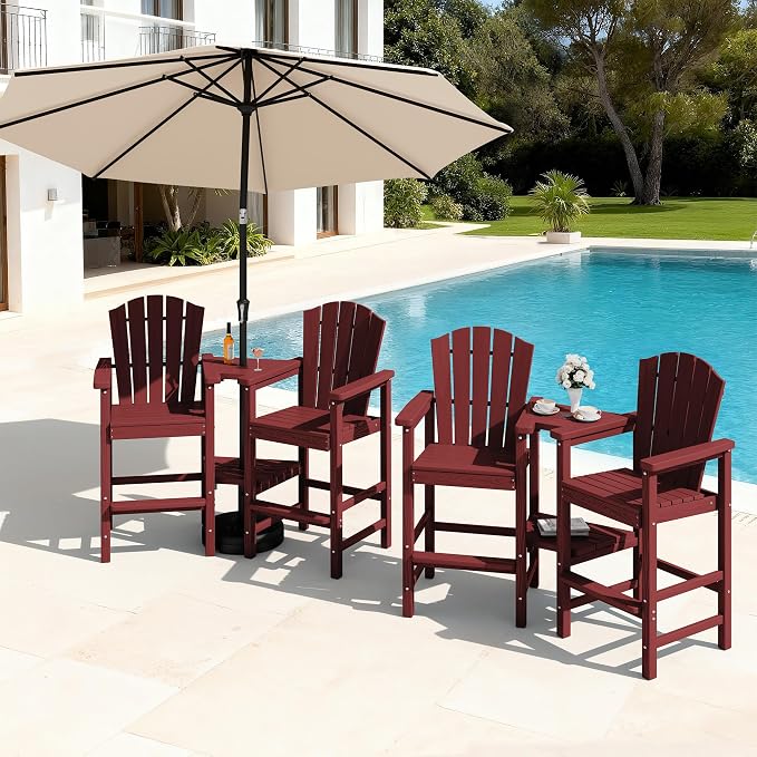 KINGYES Tall Adirondack Chair Set of 4, HDPE Tall Adirondack Barstools - Image 9