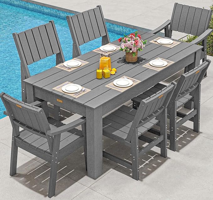 ZHUSI Patio Table and Chairs Set, HDPE Outdoor Dining Set by ZHUSI