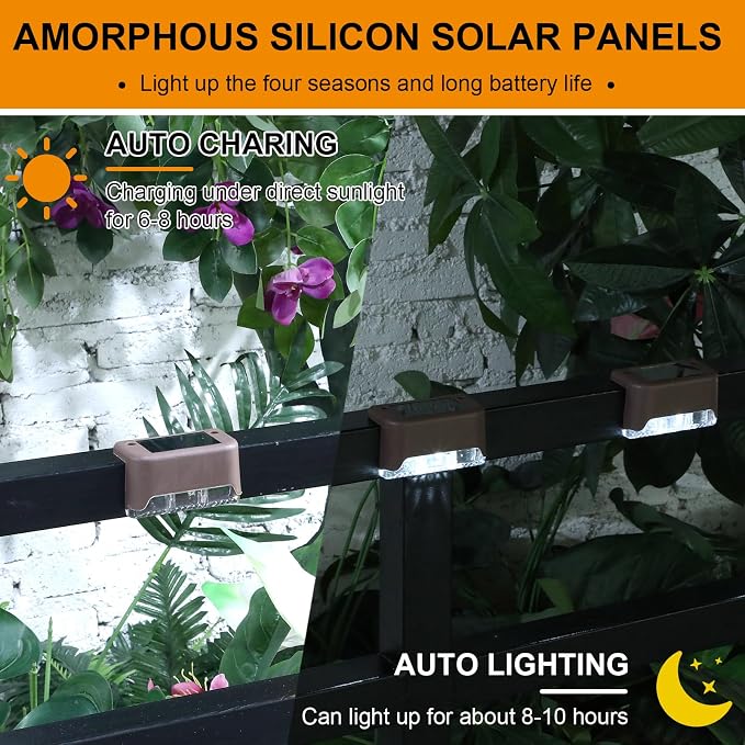 Geelin 32 Pcs Solar Deck Lights Outdoor, Waterproof LED Solar Step Fence Lights - Image 5