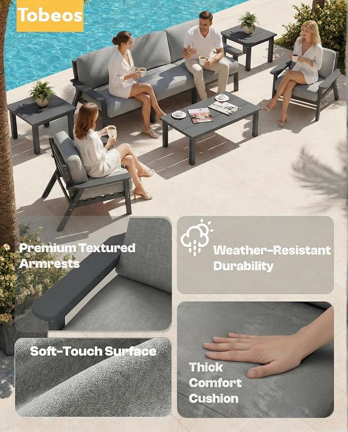 Patio Furniture Set, HDPE Outdoor Sofa Set - Image 6