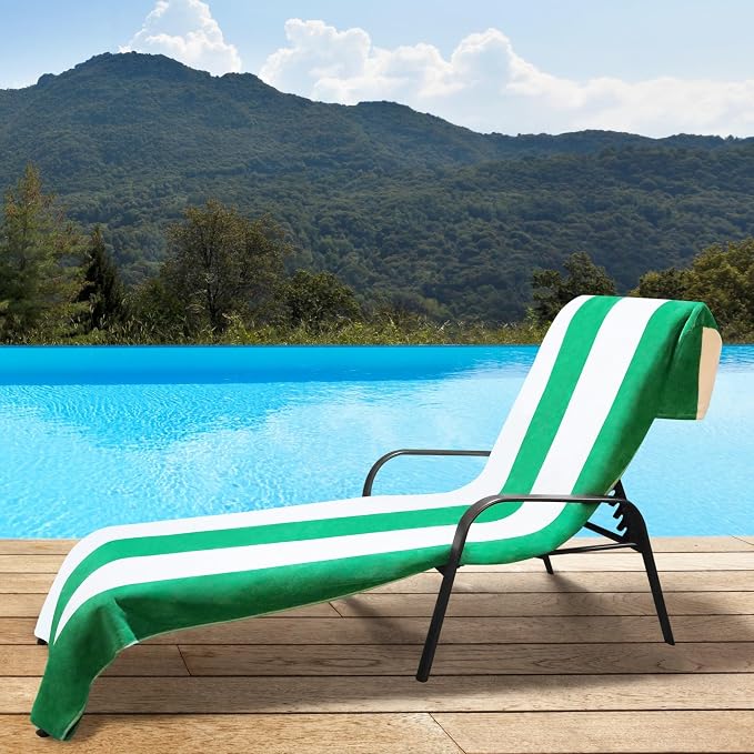 Superior Cabana Cotton Lounge Chair Cover, Outdoor Towel/Chaise Furniture Covers - Image 2