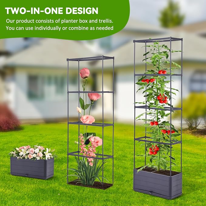 GENMOUS 2 Pack Rectangle 4 Tier Tomato Planter, Raised Garden Bed Tall 45'' - Image 3