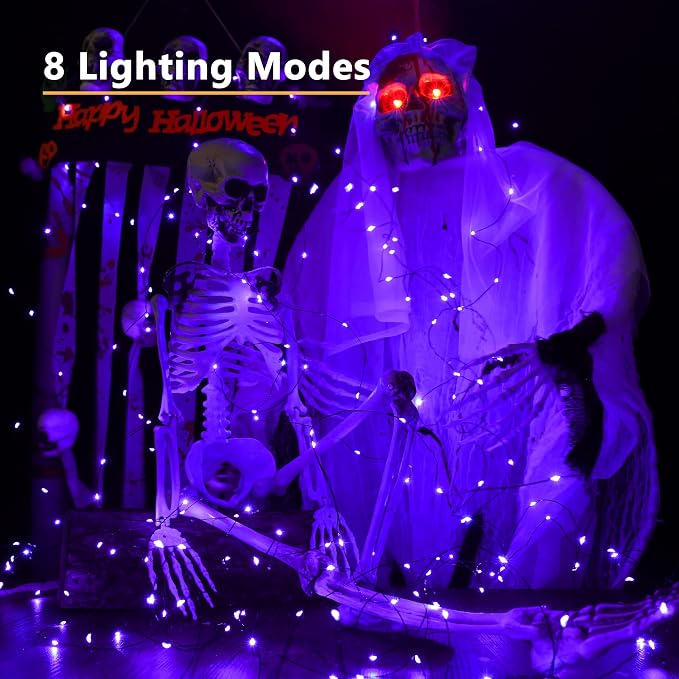 Brizled Halloween Fairy Lights, 2 Pack Total 78FT 240 LED Purple Fairy Lights - Image 3